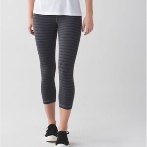 Lululemon Wunder Under Crop 21” Size 2 Textures Steipe Slate Deep Coal Luon